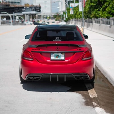 mercedes c63 satin candy fire red wrap miami