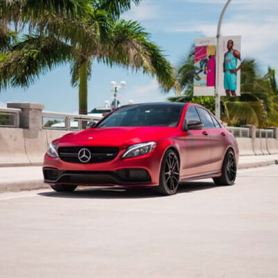 mercedes c63 satin candy fire red wrap miami heat basketball